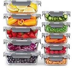 Lot de 10 Boites Repas - Boites de Conservation Alimentaire Idéales pour Préparer des Repas Sains - Boites en Verre Herméti…