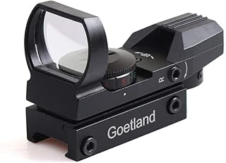 Goetland Reflex Sight Adjustable 4 Reticle Patterns Green Red Dot Illuminated 33mm Lens with 20mm Rail for Airsoft Tactica...