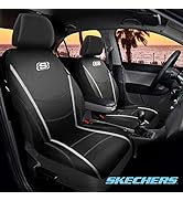 Skechers Spring Mesh Car Seat Covers, Silky Weave Breathable Seat Protection, Black Front Seat Co...