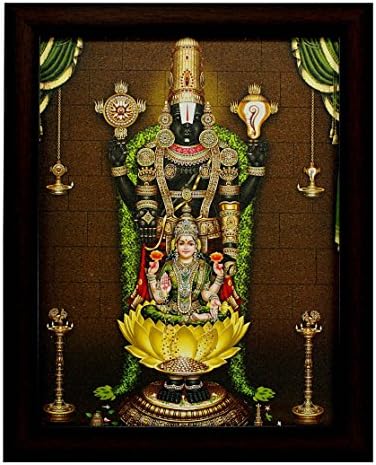 Indianara Tirupati Balaji Painting - Wood, 27x30.5x1cm, Multicolour (Brown)