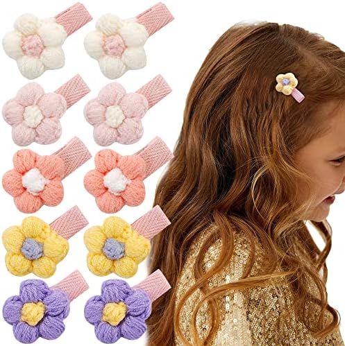 ATODEN Hair Clips for Girls Flower Hair Clips 10 Pcs Fully Lined Barrettes Small Alligator Clips Hair Accessories for Girls Teens