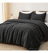 PHF 3 Pieces Waffle Weave Comforter Set Queen Size, Lightweight Breathable Comfy Bedding Set for ...