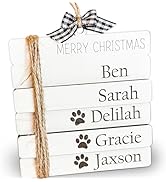 Book Stack Personalized Christmas Ornament 2023 Family Names Engraved MDF Wood Gift Handmade by T...