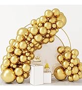 RUBFAC 92pcs Metallic Gold Balloons Chrome Gold Balloon Different Sizes 18 12 10 5 Inch Gold Late...