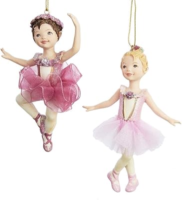 Kurt Adler 4.25-Inch Ballet Girl Christmas Ornaments,Resin 2 Assorted