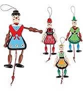 VALICLUD Wooden Marionette Puppet Doll Funny Marionette Toy Halloween Hand Puppets Pull String Pu...