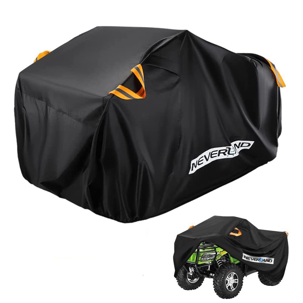 NEVERLAND ATV Cover Quad Bike Cover Waterproof Heavy Duty Outdoor XL Upgraded Fabric with Elastic,Adjustable Buckles,Reflective Strip Carrying Handles,Front Direction Mark,Storage Bag