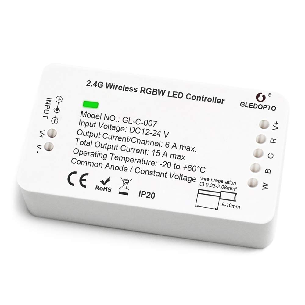 RGBW ZigBee Controller ZigBeeLED Strip Smart Controller DC12-24V LED Strip Zll App Controller RGB/RGBW Compatible with Smarthing,Tuya