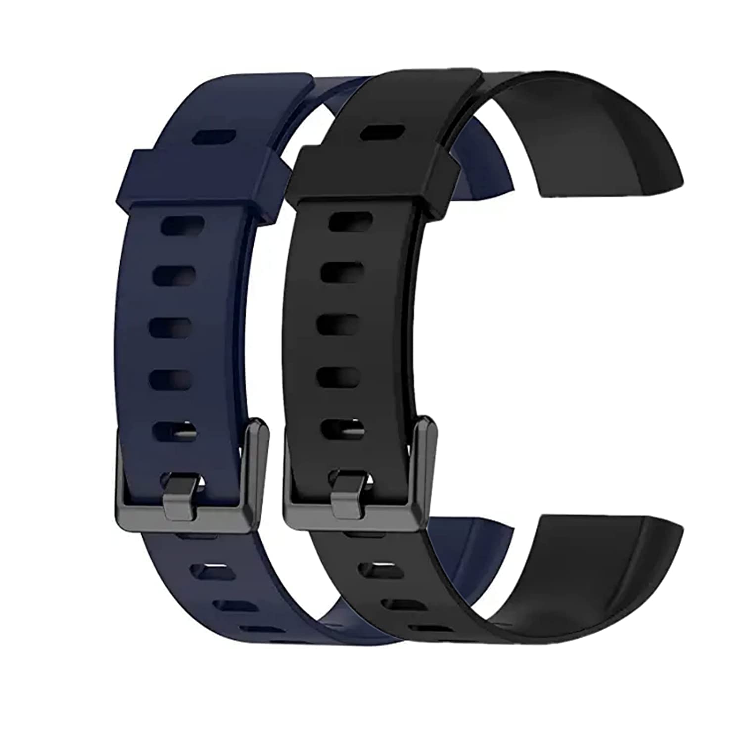 VEROX Replacement Strap Compatible with Realme Smart Band Watch Bracelet RMA 183 Strap- Pack of 2 (Black & Navy Blue)