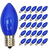 SUNSGNE 25 Pack C9 Christmas Replacement Night Light Bulbs, 7 Watt Incandescent Light Bulbs for C...