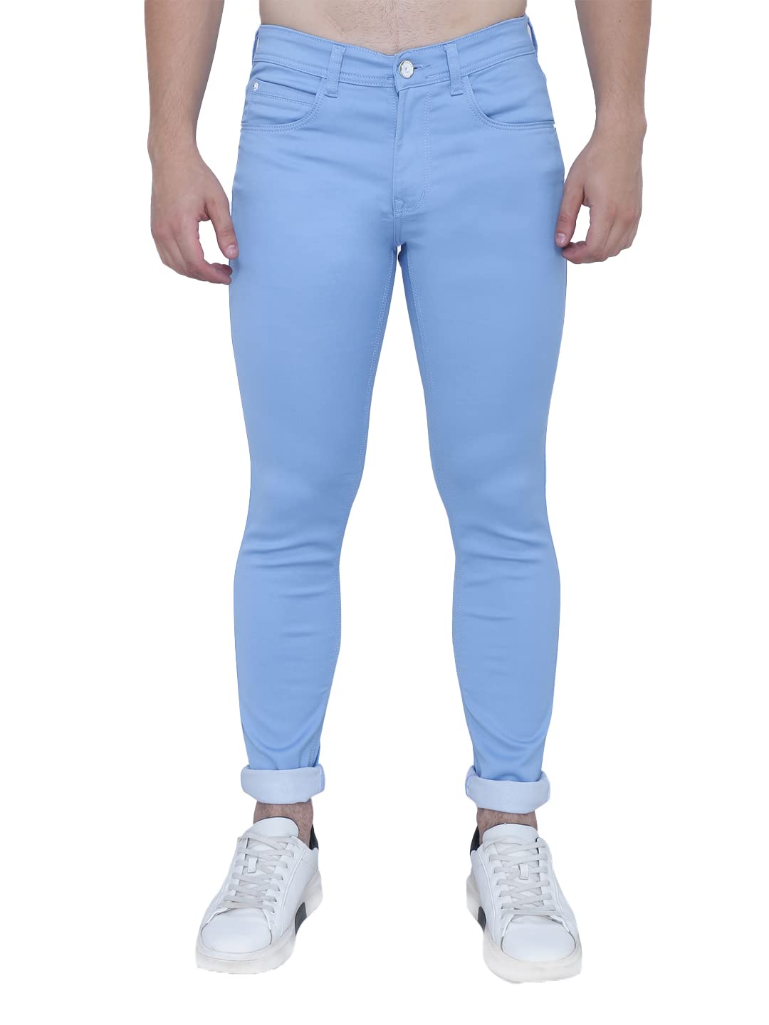 Awack Mill-Dyed Regular Fit Mid Waist Super Light Weight Stretchable Denim Formal Jeans Pant for Men