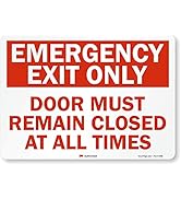 "Emergency Exit Only - Door Must Remain Closed at All Times" Label by SmartSign | 14" x 10" 3M Re...