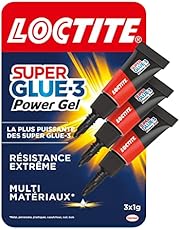 Loctite Super Glue-3 Power Gel Mini Dose, colle forte enrichie en caoutchouc, mini-dose de colle gel ultra-résistante, séchage immédiat, colle transparente, lot de 3 tubes 1 g