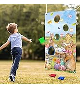 Easter Toss Game Banner with 4 Bean Bags, Easter Egg Hunt Game Decorations, Easter Day Toss Game ...