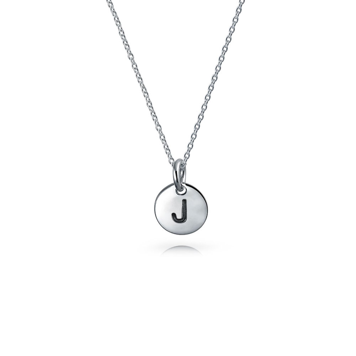 Tiny Minimalist Abc Round Disc Block Letter Alphabet A-Z Initial Pendant Necklace For Teen For Women 925 Sterling Silver