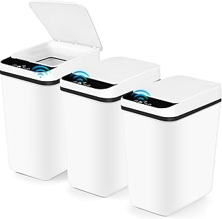 3 Pack Automatic Small Bathroom Trash Can with Lid -3 Gallon Touchless Garbage Can, Slim Waterproof Motion Sensor Smart Tr...