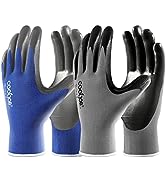 COOLJOB 10 Pairs Safety Work Gloves for Men Women Non-slip, Nitrile Rubber Coated Working Garden ...