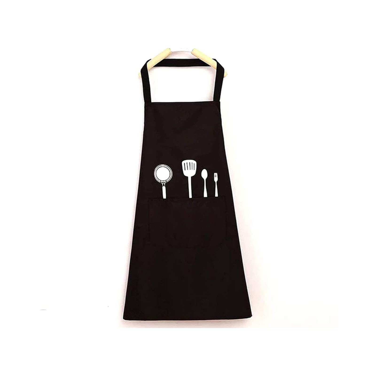 JustYit Unisex Chefs Kitchen Apron Waterproof with Pockets Aprons for Cooking Restaurant Work BBQ Gardening Craft Baking Black