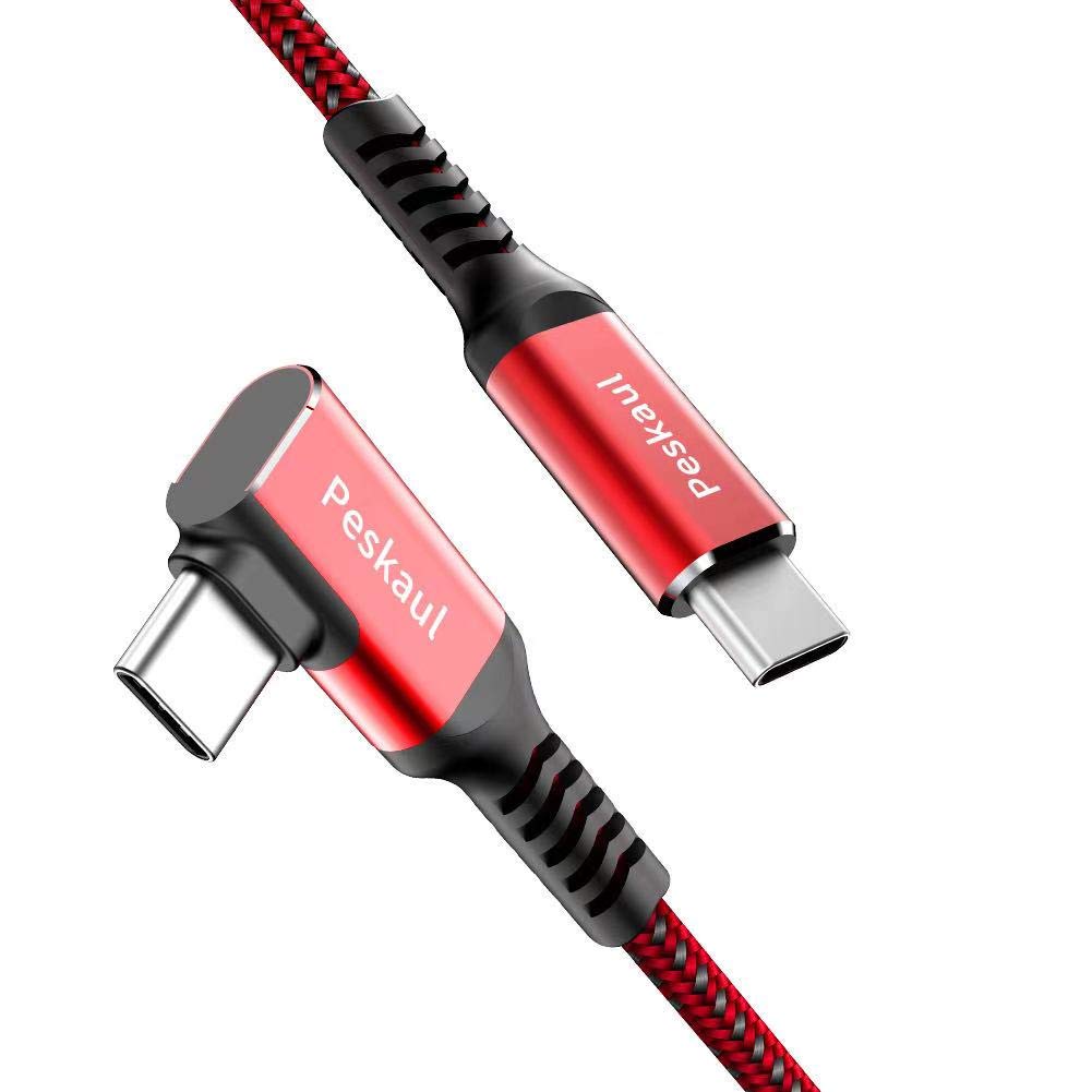 Type C to Type C Cable 15ft 90 Degree 20V 5A 100W PD Fast Charge USB C to USB C Cable 100W Compatible with Samsung Galaxy Note 10 S9 S8, MacBook Air, iPad Pro 2018, Nintendo Switch