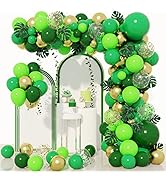 RUBFAC 159pcs Jungle Balloon Garland Arch Kit, Gold Lime Green Balloons Decoration with Artificia...