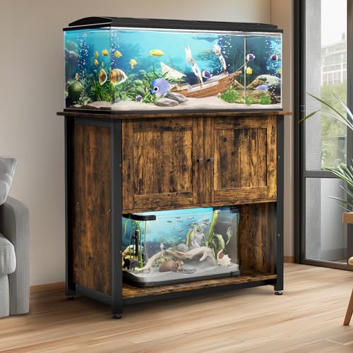 Tatub 40-50 Gallon Fish Tank Stand, Aquarium Stand with Storage Cabinet for 10-50 Gallon Fish Tank, Turtle Tank, Reptile Tank, Heavy Duty Metal Frame 1000 LBS Capacity, Antique Brown