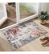 MontVoo Abstract 2x3 Small Washable Entryway Mat Throw Rug-Neutral Non Slip Indoor Floor Carpet E...