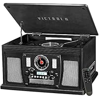  Victrola 8-in-1 Bluetooth Record Player & Multimedia Center (VTA-600B-BLK) (Black) 