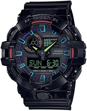 Casio G-Shock GA-700RGB-1ADR Multi-Coloured Analog-Digital Dial Black Resin Strap Men's Watch Shock and 200M Water Resistant G1369