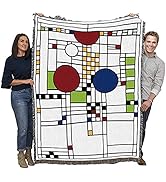 Frank Lloyd Wright Coonley Playhouse I Blanket - Mission Prairie School Style - Gift Tapestry Thr...