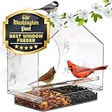 Nature Anywhere Transparent Acrylic Window Bird Feeders for Outdoors - Enhanced Suction Grip, Bird Watching for Cats, Easy-to-Clean, Outdoor Birdhouse Feeder