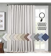 INOVADAY Linen Blackout Curtains 96 Inches Long, Thermal Sliding Door Curtains 100% Black Out Ext...