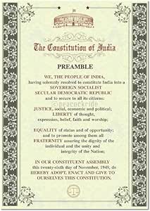 PEACOCKRIDE Paper Preamble of Indian Constitution Wall Poster (Multicolour, A3)