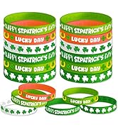 24 PCS St. Patrick's Day Party Bracelets, Happy St. Patrick's Day Bracelets for Kids, Irish Shamr...