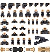 CheeMuii 39 PCS DOT Air Line Quick Connect Fittings 1/4" 3/8" 1/2" Push to Connect Fittings DOT B...