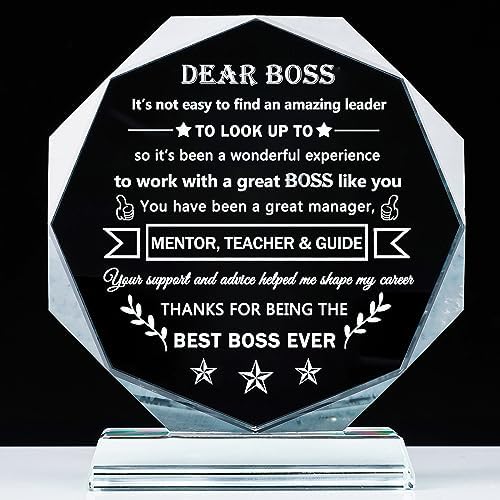 YWHL Best Boss Gifts for Women Men Going Away Appreciation Gifts for Boss Lady Male Crystal Office Keepsake Present for Boss Leader Boss Day Retirement Christmas Birthday Gifts for Boss