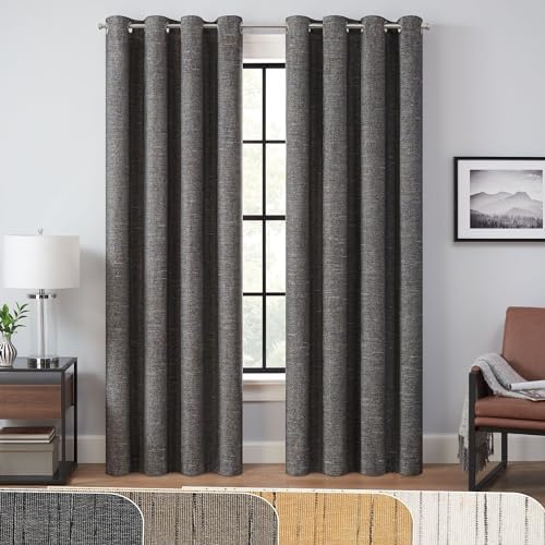 Eclipse Branson Magnitech 100% Blackout Curtain, Grommet Window Curtain Panel, Seamless Magnetic Closure for Bedroom, Living Room or Nursery, 84 in long x 50 in wide, (1 Panel), Black