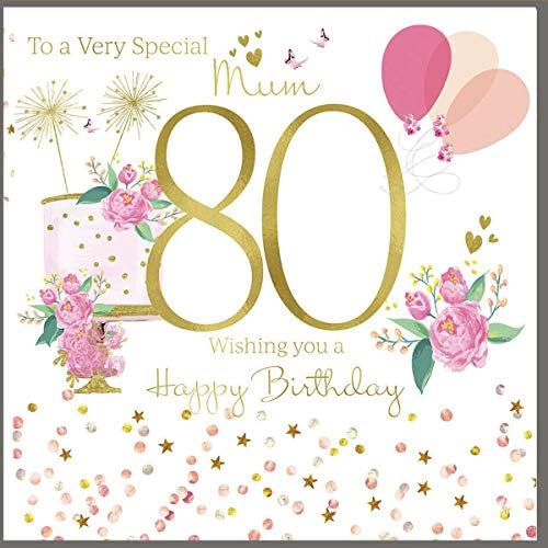 Large 80th Birthday Card Mum - Rush Design