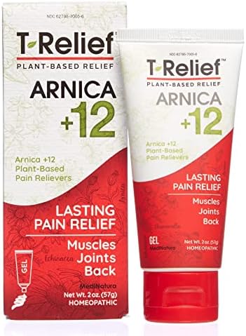 T-Relief Arnica +12 Gel Natural Actives for Back Joint Soreness Muscle Aches & Stiffness Whole Body Fast Acting Homeopathic Rub for Women & Men - 2 oz