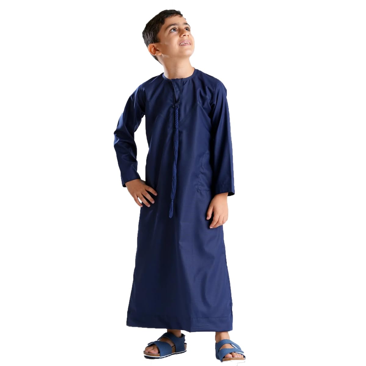 GenericYATHREB Kids Royal Blue Kandoora Thobe Arab dress Thobe, Dishdasha, Kandora Arabic Muslim Wear For Kids Islamic Muslim Praying Dressing Robe