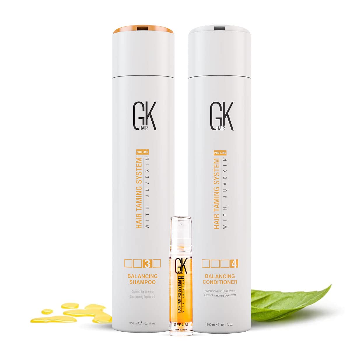 GK Hair Balancing Keratin Shampoo And Conditioner 300ml With Argan Oil Serum 10ml Free For Oily Hair And Scalp Restores Scalp pH Level - Sulfate Free Paraben Free