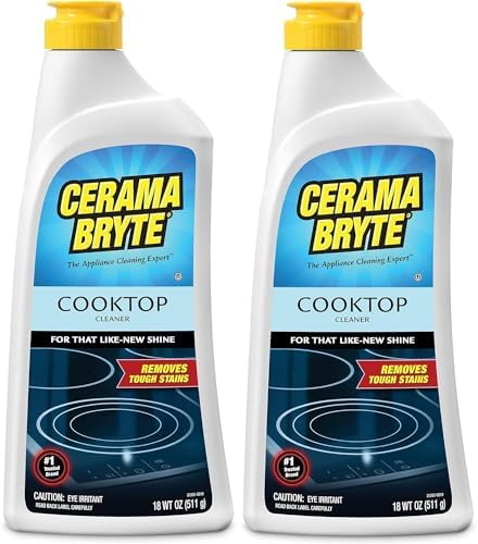 Cerama Bryte Removes Tough Stains Cooktop and Stove Top Cleaner for Glass - Ceramic Surfaces, 18 Ounces, 2 Pack