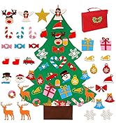 OurWarm DIY Felt Christmas Tree for Kids, 3ft Christmas Tree with 30pcs Glitter Ornaments for Kid...