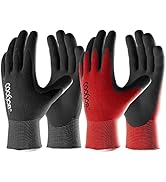 COOLJOB Gardening Gloves for Men, 2 Pairs Breathable Rubber Coated Garden Gloves, Work Gloves for...