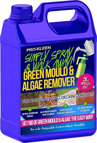 Pro-Kleen Patio Cleaner Simply Spray and Walk Away Green Mould and Algae Killer for Patios, Fencing and Decking 5 Litre Concentrate (Makes 25 litres)