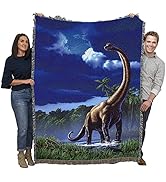 Brachiosaurus 2 Blanket by Jerry LoFaro - Dinasour Prehistoric Gift Tapestry Throw Woven from Cot...