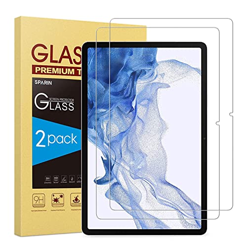 2 Pack SPARIN Screen Protector Compatible with Samsung Galaxy Tab S8 Plus/Galaxy Tab S7 FE 2021 / Galaxy Tab S7 Plus 12.4 Inch, Tempered Glass, High Response