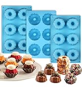 Palksky Mini Fluted Tube Pan Silicone 6-Cavity(3PCS), Multi-Cavity small Cake Baking Pan, mini mo...