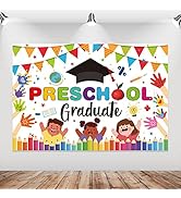 7×5 FT Preschool Graduation Party Decorations, Kindergarten Graduate Backdrop Banner, Preschool G...