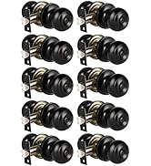 KNOBWELL 10 Pack Privacy Door Knobs with Lock for Bedroom or Bathroom Black Door Knobs Interior, ...