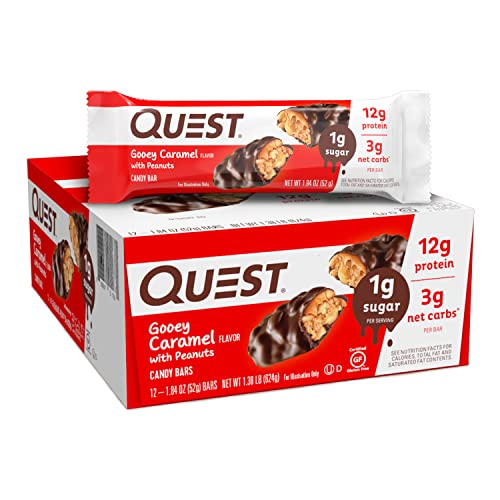 quest bars double - Quest Candy Bars Gooey Caramel with Peanuts (12 Bars)